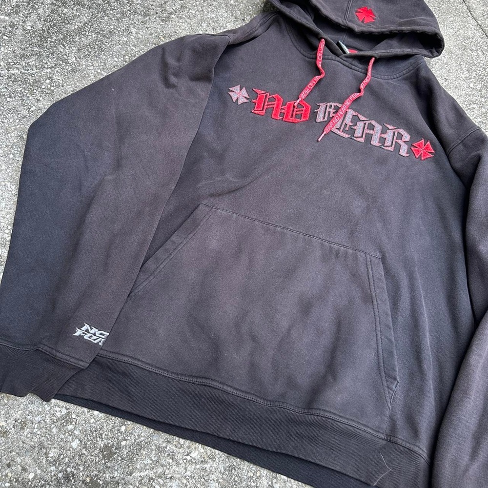 No Fear Gray Pullover Y2K Embroidery Graphic hoodie Size XL - Picture 2 of 7